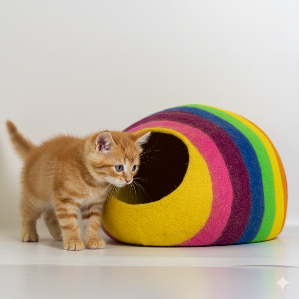 Felt Rainbow Cat Cave
