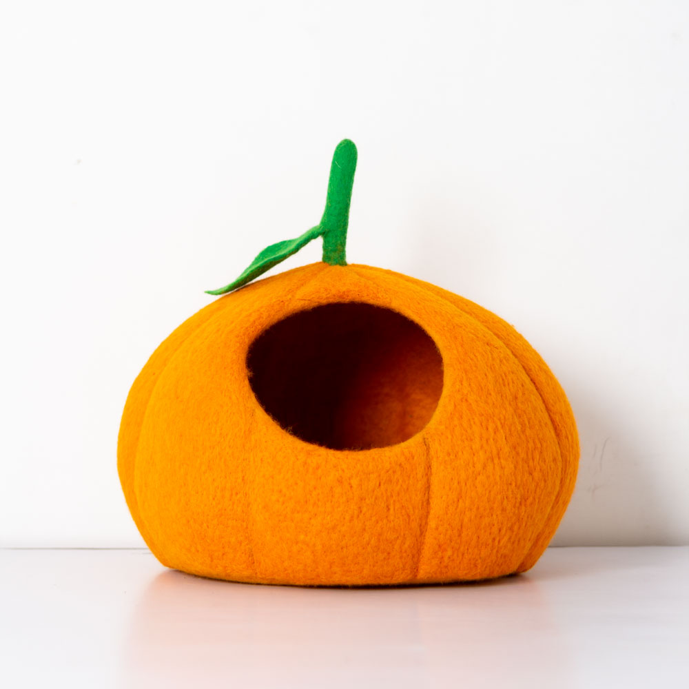 Felt Pumpkin Cat Cave