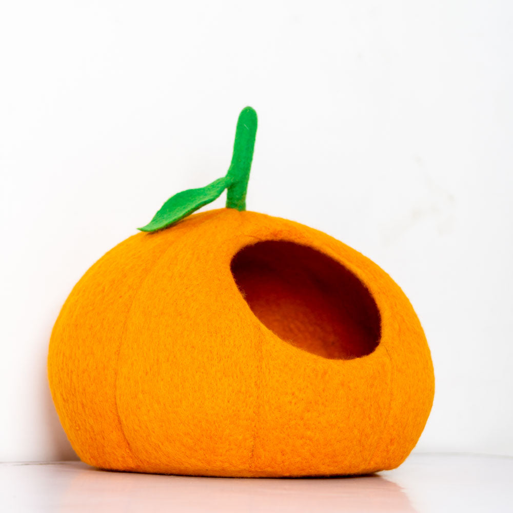 Felt Pumpkin Cat Cave