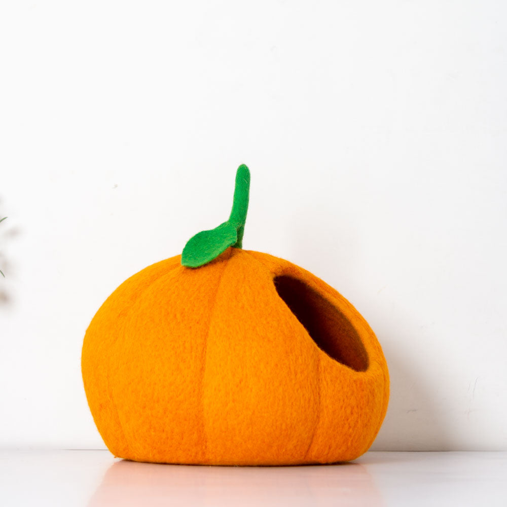 Felt Pumpkin Cat Cave