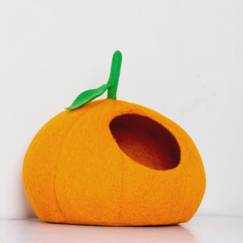 Felt Pumpkin Cat Cave