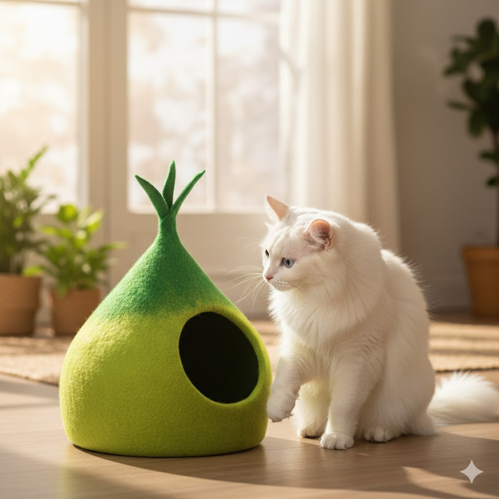 Felt Green Dual Tone Cat Cave